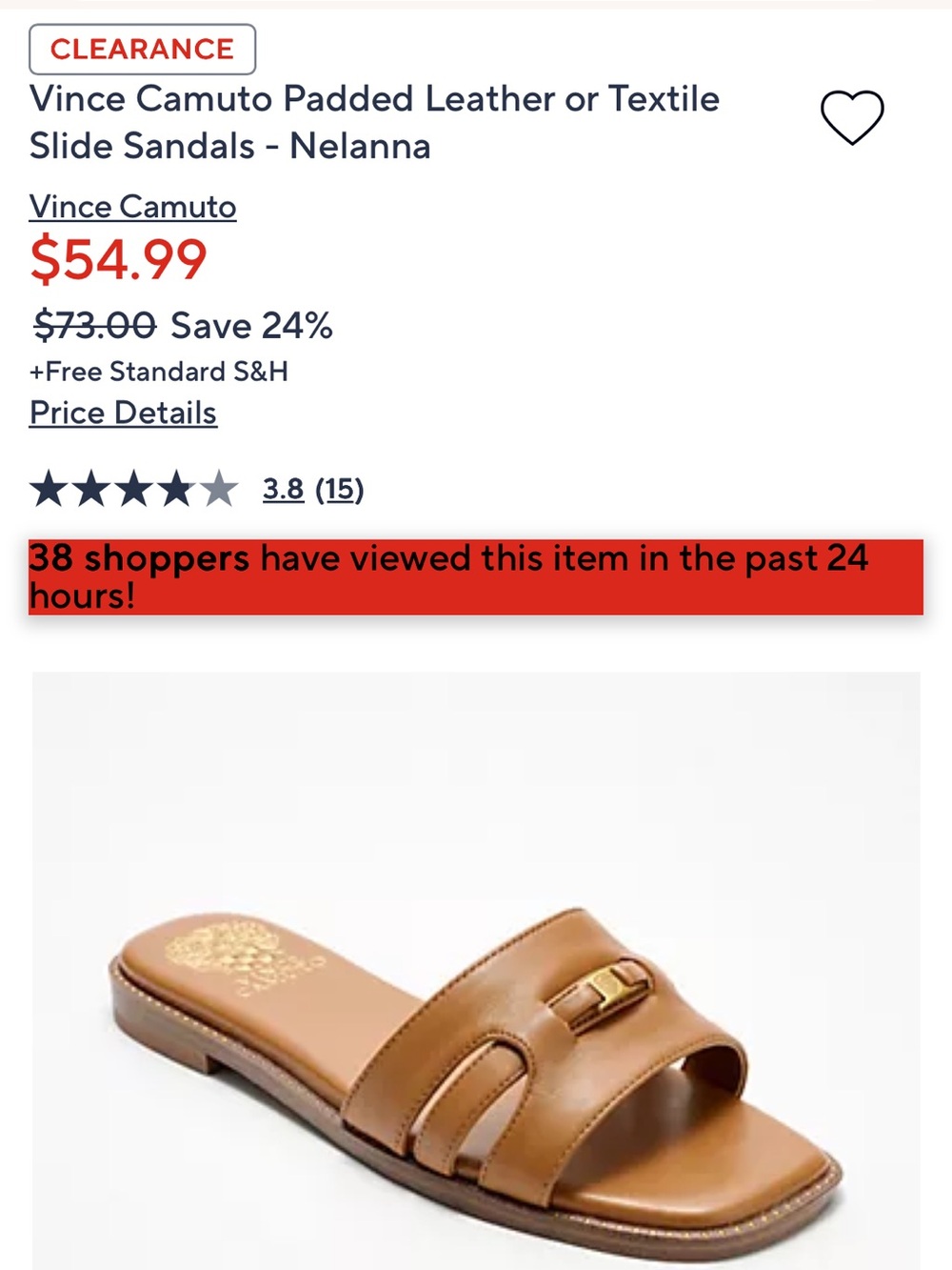 Vince Camuto Tan Padded Slide Mule with Gold Accent